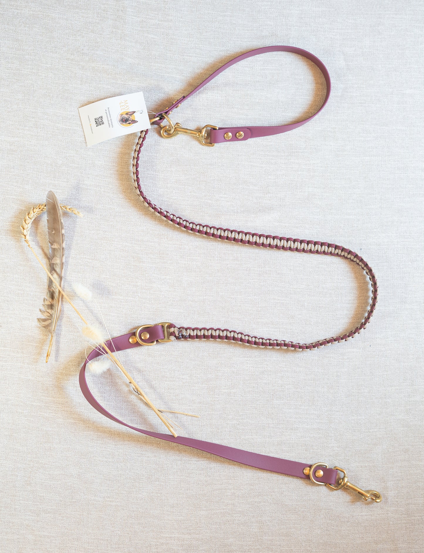 Laisse 3 points - Burgundy & Mocca