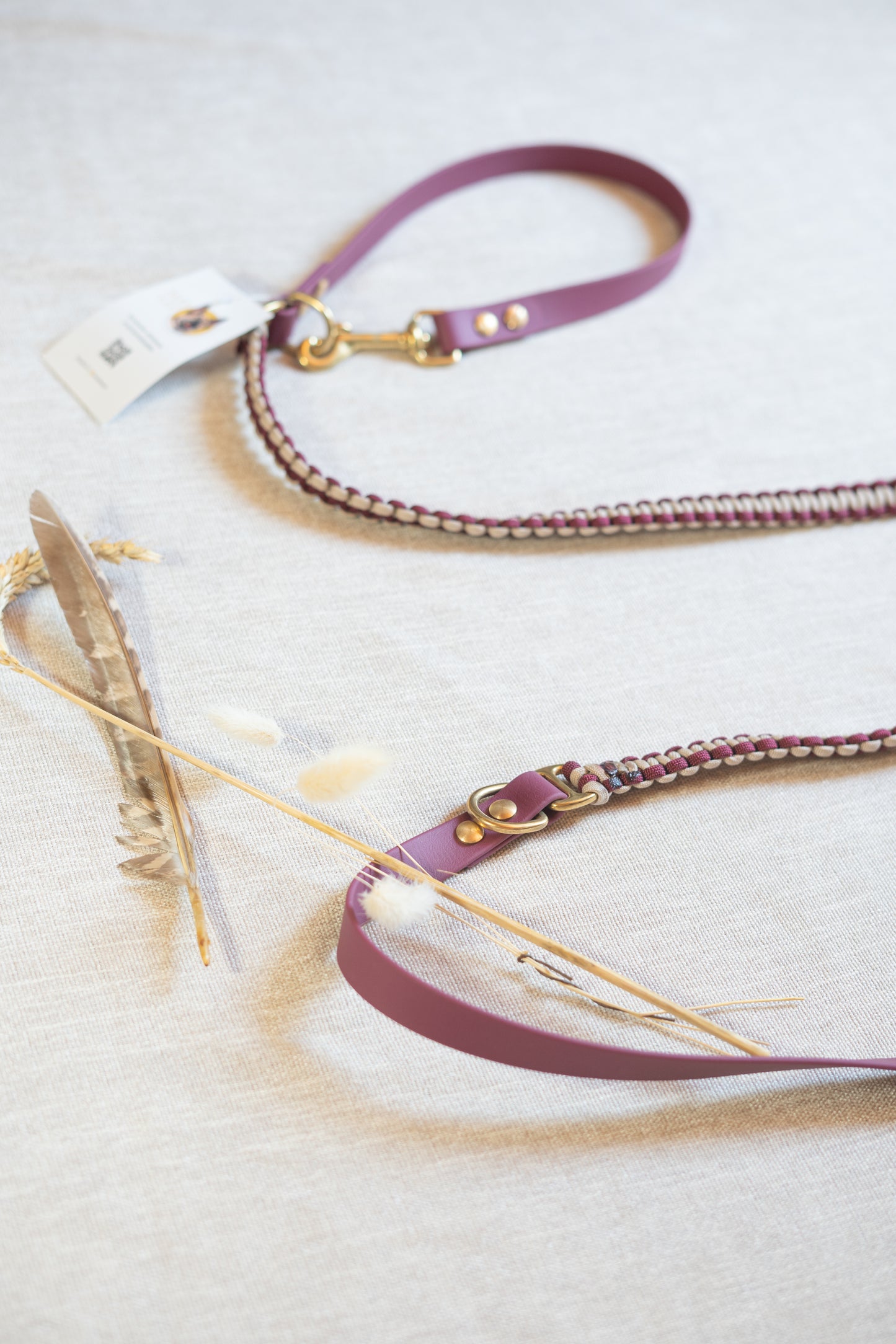 Laisse 3 points - Burgundy & Mocca